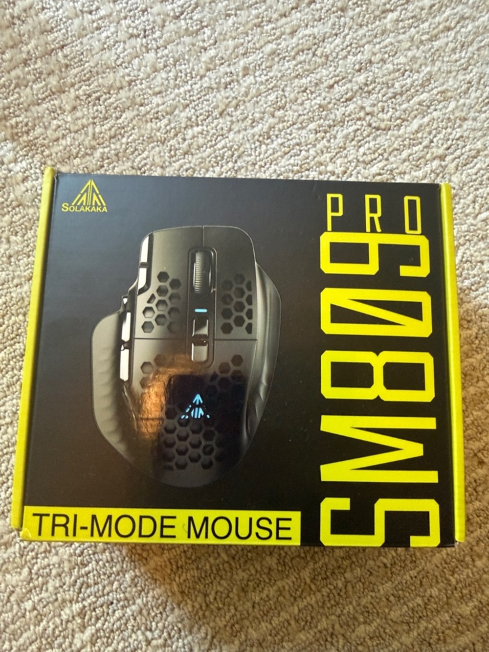 Solakaka SM809 Pro Tri-Mode Gaming Mouse - Black & Yellow Accents